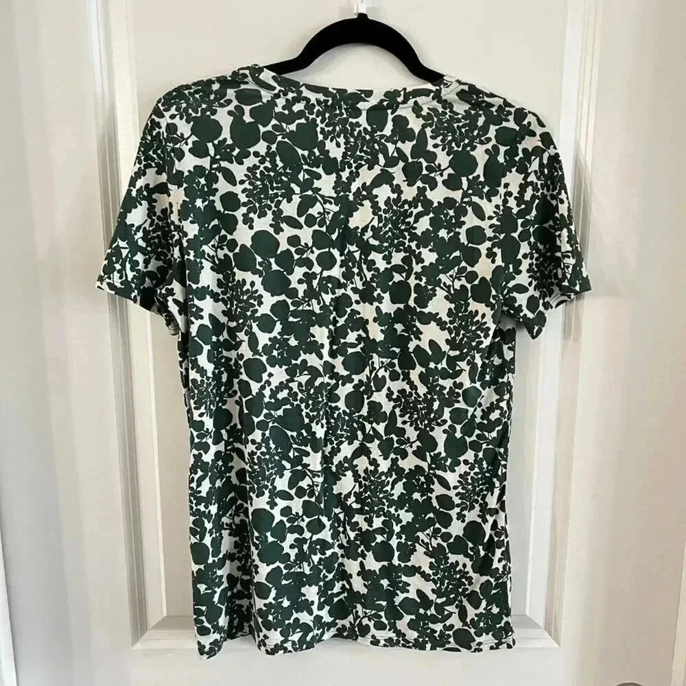B25 Women's Tory Burch Scoop Neck Floral Pattern Short Sleeve Tee Size Small